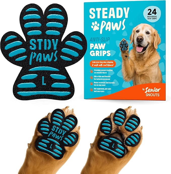 Anti-Slip Paw Grips – Non-Slip Dog Paw Traction Pads for Senior & Injured Dogs, Prevents Slipping on Hardwood & Tile Floors, Strong Adhesive, 24 Pcs (Sizes S-XXL)-PawvioPets
