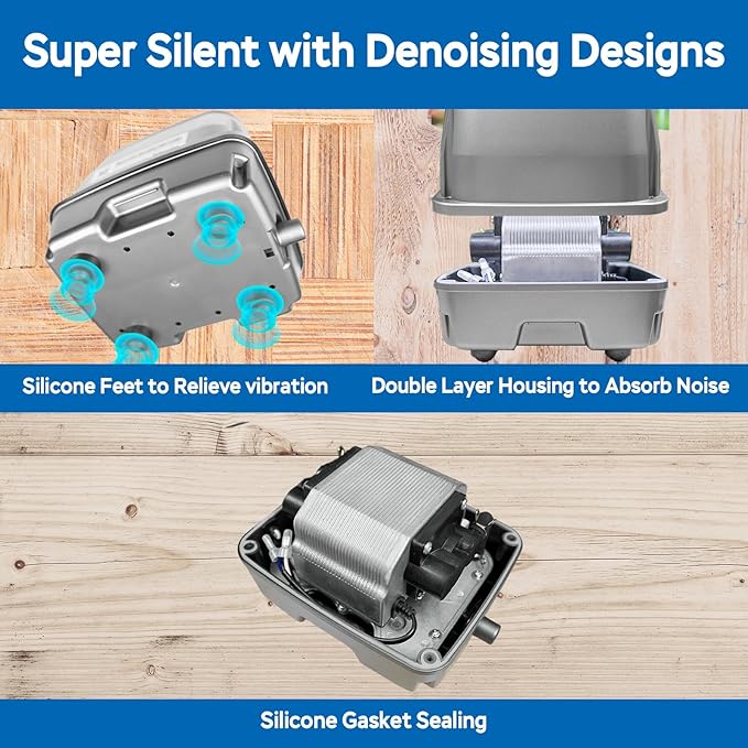 AquaMiracle Linear Air Pump ZP-40/ZP-60/ZP-100/ZP-200 for Pond Aeration, 635/950/1600/4000GPH Septic Air Pump Pond Aerators for Outdoor Ponds, Waste Treatment, Aquarium, Fish Farm, Seafood Restaurant-PawvioPets