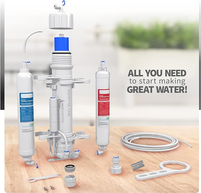Aquatic Life RO Buddie 3-Stage Reverse Osmosis Water Filter System RO Filtration Units for Aquarium, 50 GPD-PawvioPets