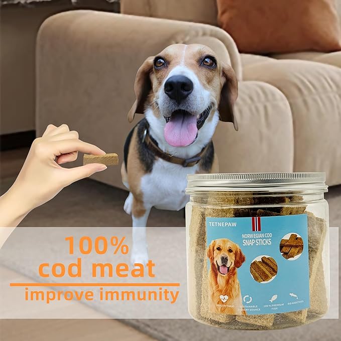 Dog Fish Treats Cod Made with Premium Natural Norwegian 100% Real Cod Fish Bones & Meat Healthy Crunchy Biscuits for Dogs High Protein Grain-Free All-Natural Pet Snack-PawvioPets