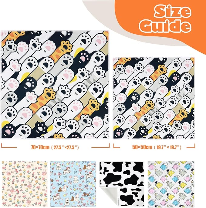 Cat Grooming Wrap, Cat Wrap Self-Adherent, Anti-Scratch Anti-Bite, Anti-Escape Grooming Bag for Cats Nail Clipping, Ear Cleaning, and Teeth Brushing (27.6 × 27.6" Paw Prints)-PawvioPets