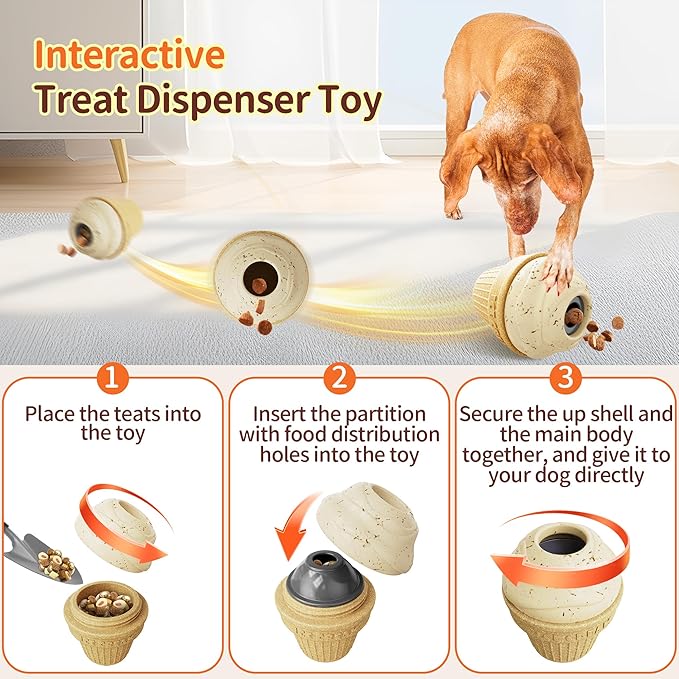 Dog Treat Dispenser Toy Interactive, Frozen Treat Toy Reduces Anxiety, Chew Toys for Aggressive Chewers, Birthday Enrichment Toy, Dog Treat Toys to Keep Them Busy for All Breeds-PawvioPets