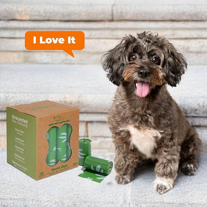 Best Pet Supplies Poop Bags for Dogs, 50% Post-Consumer Recycled Content dog waste bags on rolls, fits all poop bag holders for leashes - 600 Count, Green, Lavender Scented-PawvioPets