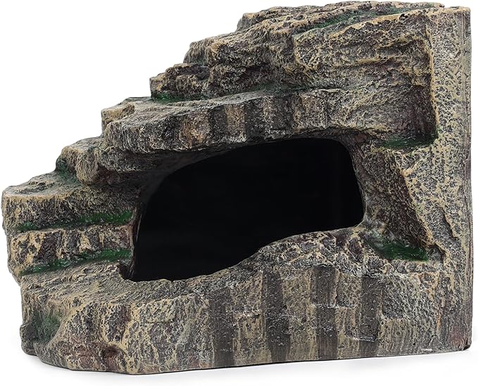 Beared Dragon Tank Accessories for Adults, Snake Hide, Reptile Tank Accessories, Perfect Natural Large Reptile Hide, Professional Turtle Basking Platform (E-Large)-PawvioPets