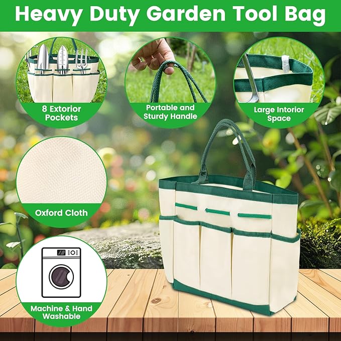 Garden Tool Set 9 PCS, Heavy Duty Gardening Hand Tools for Women, Durability Garden Tool Bag, Rust-Proof Aluminum Gardening Supplies, Ideal Gifts for Women and Men-PawvioPets