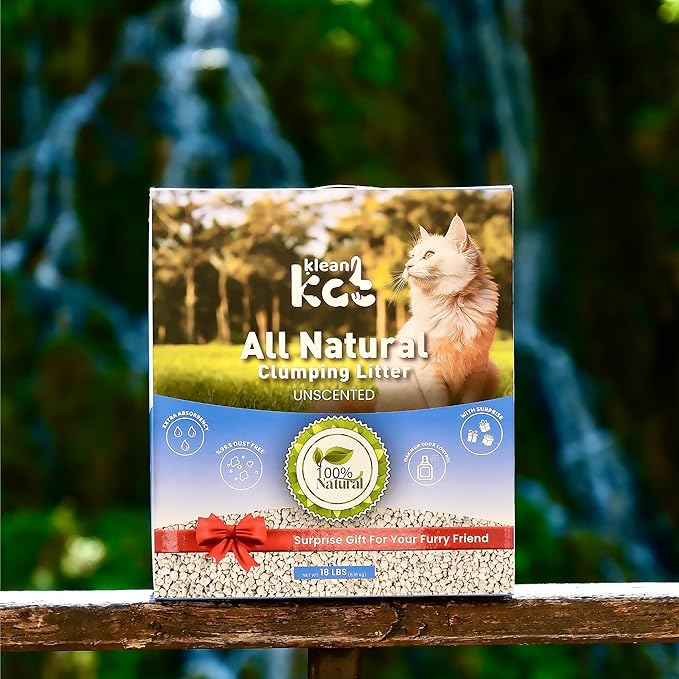All Natural Clumping Cat Litter – Multiple Scents – Low Dust, Odor Control – Unscented 18 lb - Surprise Toy Inside-PawvioPets