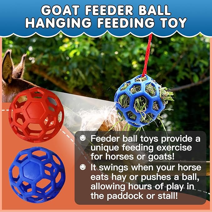 2 Pcs Hay Ball for Horses to Play with, Relieve Stress with This Bright Color Hay Feeder Ball for Horses Goat to Avoid Boredom-PawvioPets