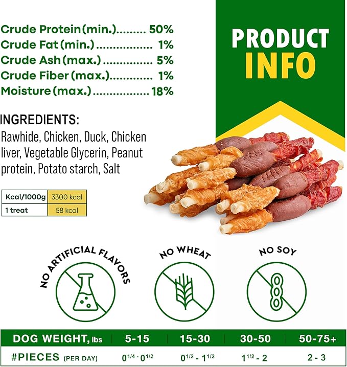 Dog Treats Rawhide Sticks Wrapped with Chicken 11 oz Pet Natural Chew Treats - Grain Free Meat & Human Grade Dried Snacks - Best for Small & Large Dogs (10.6 Ounce (Pack of 1), Triple Sticks)-PawvioPets