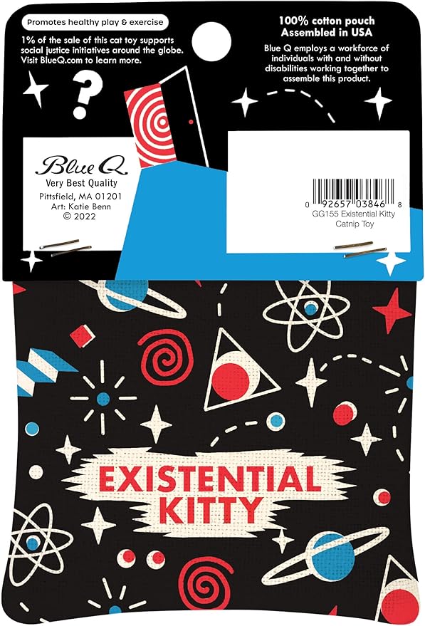 Blue Q Existential Kitty Catnip Cat Toy. Premium Organic Catnip Grown in The USA, 100% Cotton Pouches, Kitty Graphics Sure to Delight Every Cat-Keeper.-PawvioPets