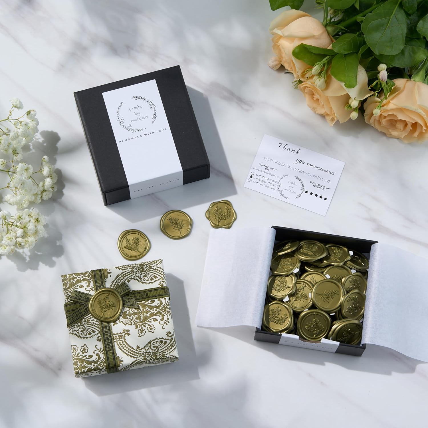 Wax Seal Stickers (60 Pcs, 3 Designs in 1 Pack) Premium Envelope Seal Stickers for Wedding Invitation Envelopes, Adhesive Wax Seals, Perfect for Seating Chart, Gift Wrapping