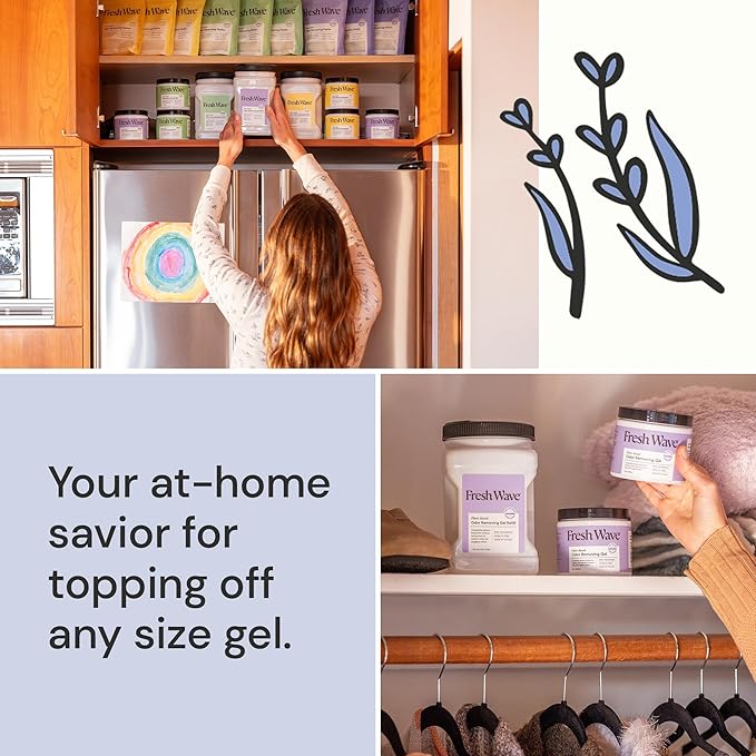 Fresh Wave Lavender Odor Removing Gel Refill, 63 oz. - Safer Odor Absorbers for Home, Natural Plant-Based Odor Eliminator, Every 15 oz. lasts 30-60 Days, For Cooking, Trash & Pets-PawvioPets