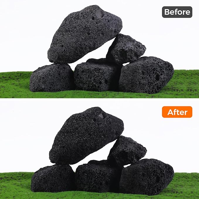 2-8 Inches Large Natural Black Lava Rock 5 PCS Aquarium Rocks for Aquascaping, Aquarium Landscaping, Terrariums, Fish Tank Decoration, Vivariums, Paludarium, Reptile and Amphibian Enclosures-PawvioPets