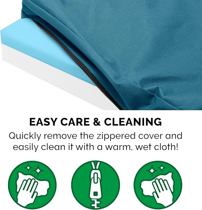 Furhaven Water-Resistant Cooling Gel Dog Bed for Large/Medium Dogs w/ Removable Washable Cover, For Dogs Up to 55 lbs - Indoor/Outdoor Logo Print Oxford Polycanvas Mattress - Deep Lagoon, Large-PawvioPets