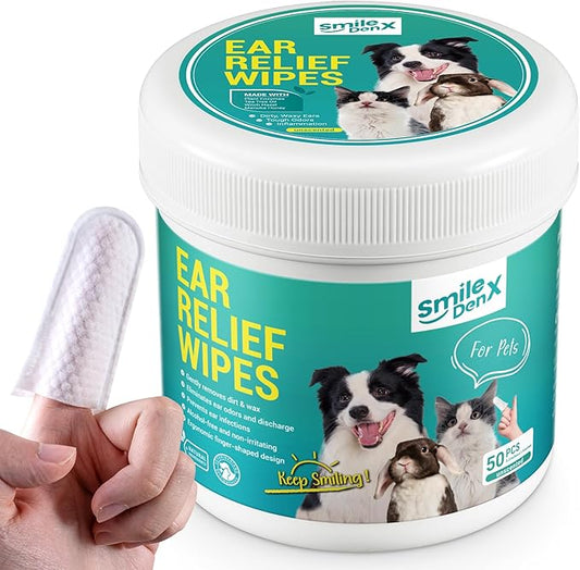 Dog Ear Cleaner Wipes - Dog Ear Infection Treatment Fast Relief from Ear Itching and Inflammation, Cat Ear Wipes Gently Remove Ear Wax Debris and Smelly-PawvioPets