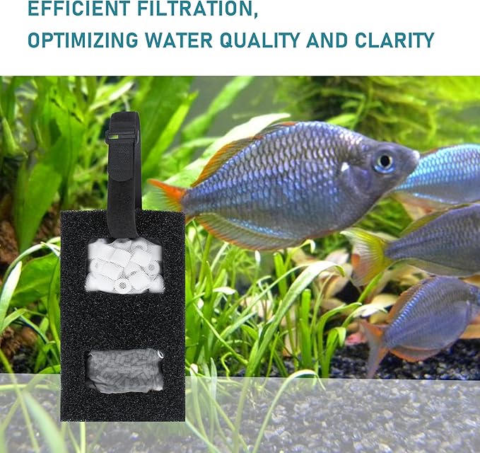 Aquarium Filter Replacement Set, 3-Stage Filtration Compatible with Fluval SPEC EVO Flex Series, Includes 2 Carbon Filter Refills, 2 Foam Filter, 2 Ceramic Rings & 1 Filter Cord-PawvioPets