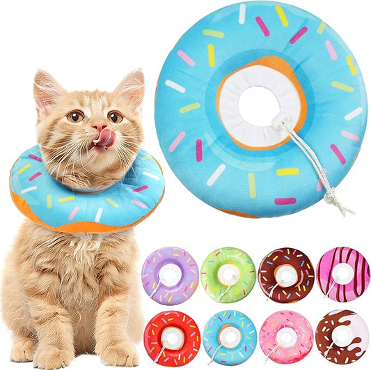 Cat Cone Collar Soft, Cat Recovery Collar for Wound Healing Cute Cat Donut Adjustable Cat Cones to Stop Licking Comfortable Lightweight Neck Elizabethan Collars for Cats Kittens After Surgery-PawvioPets