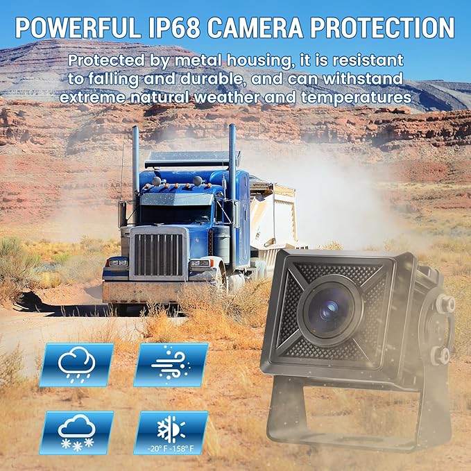 7'' HD1080P Wired Backup Camera System with Touch Screen Monitor, 2 Wired Rear View Cameras, Colorful Night Vision& IP68 Rated &10G Vibration, Backup Camera for Trucks/RVs/Trailers/Skid Steer-PawvioPets