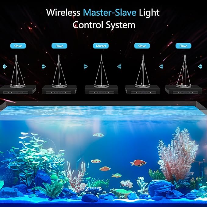 Aquarium Light - 95 Watt Sunrise Sunset Moonlight, Group Control Program Coral Reef Light Dimmable Full Spectrum for Marine Tanks,Saltwater Tank Light with Timer (G5 Suspension Version)-PawvioPets