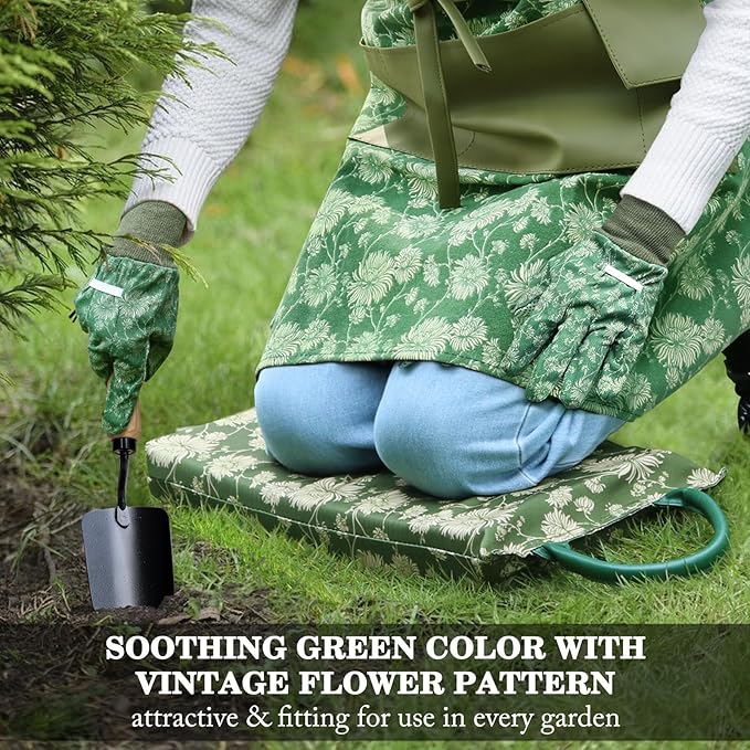 Colwelt Garden Tools Set, 8 Piece, Heavy Duty Gardening Tools with Wooden Handle, Including Garden Tote, Kneeling Pad, Gloves, Pruner, Trowel, Tulip Trowel, Cultivator - Gardening Gifts for Women Men-PawvioPets