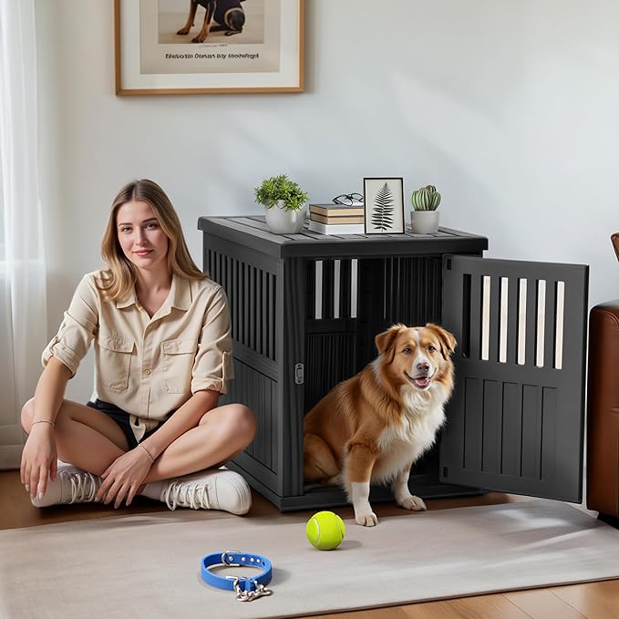 Dog House - Resin Outdoor Dog Kennel with Ventilated Design, Waterproof Dog Bed Shelter for Backyard, Garden & Patio-PawvioPets