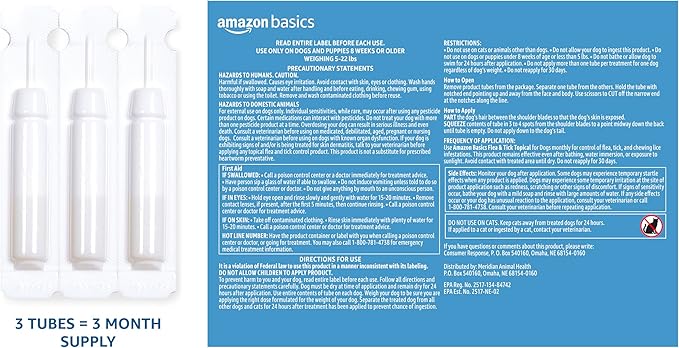 Amazon Basics Flea and Tick Topical Treatment for Medium Dogs (23-44 Pounds), 3 Count (Previously Solimo)-PawvioPets