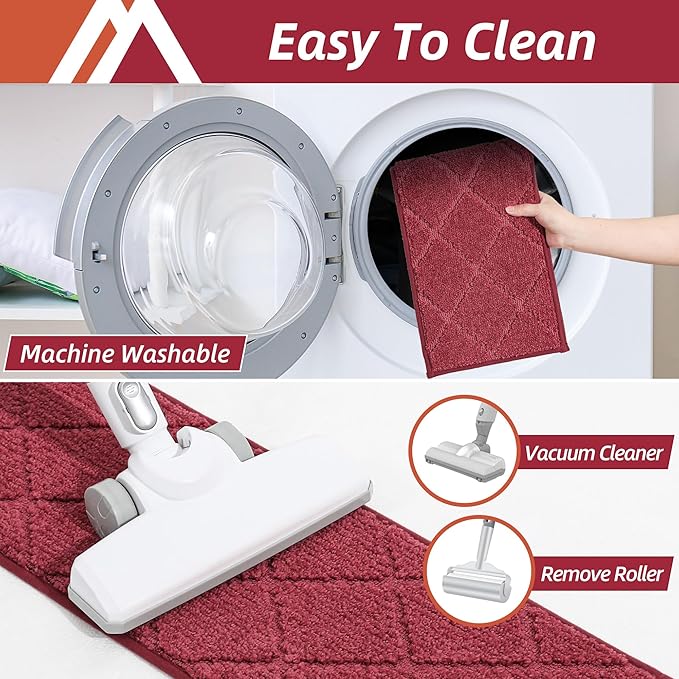 COSY HOMEER Edging Stair Treads Non-Slip Carpet Mat 28inX9in Indoor Stair Runners for Wooden Steps, Edging Stair Rugs for Kids and Dogs, 100% Polyester TPE Backing (15pc, Red)-PawvioPets