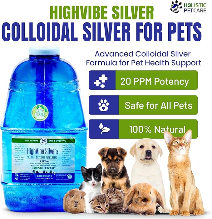 Colloidal Silver for Dogs, Cats, Horses & Birds - 20 PPM Effective Wound Care, Hot Spot Treatment, Skin Relief & Immune Support - All-Natural Pet Colloidal Silver (1 Gallon)-PawvioPets