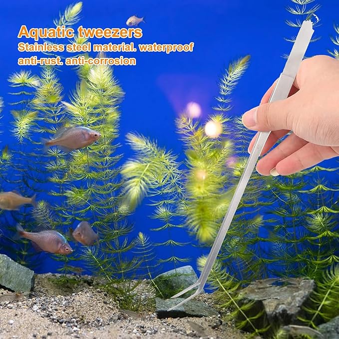 4 in 1 Aquascaping Tools Aquarium Plant Tools Anti-Rust Fish Tank Tools Stainless Steel Tweezers Scissors Spatula for Fish Starter Kits, Aquariums Tank and Terrarium-PawvioPets