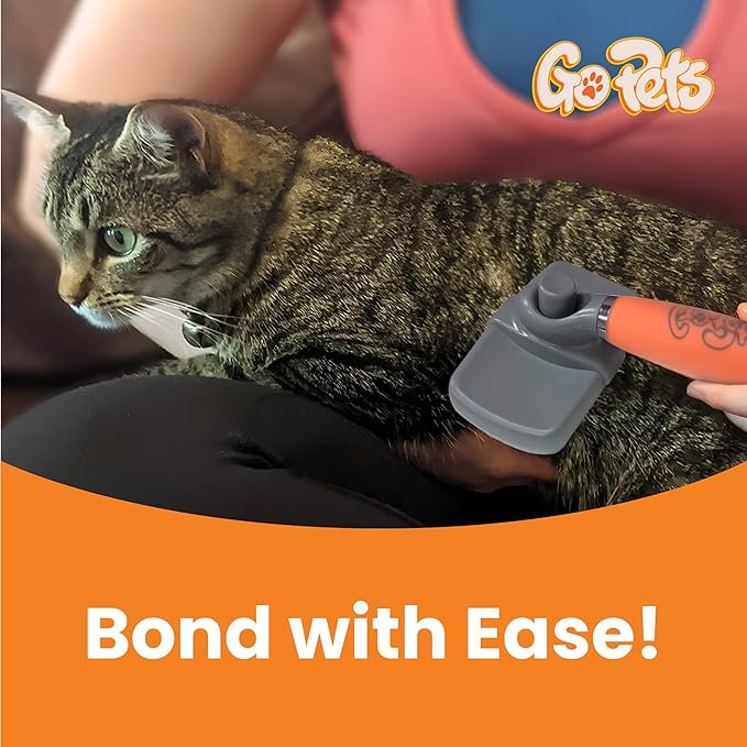 GoPets Self-Cleaning Slicker Brush for Dogs & Cats, Deshdding & Dematting Comb with Retractable Bristles for Easy Cleaning, Undercoat Grooming Tool, Non-Slip Handle, Detangler for Mats & Loose Pet Fur-PawvioPets