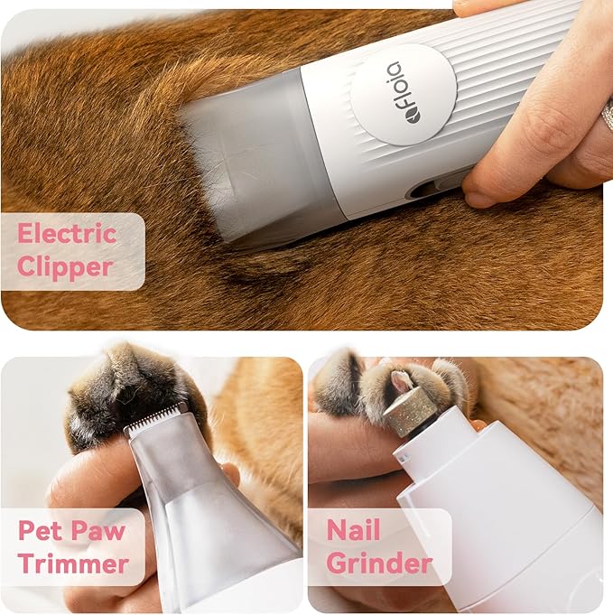 Afloia 6-in-1 Dog Grooming Kit, Pet Grooming Vacuum for Shedding, Dog Hair Vacuum with Clipper Nail Trimmer Grinder, Pet Brush Groomer at Home, Low Noise Cats Hair Remover, 1.5L Dust Cup, Pink-PawvioPets