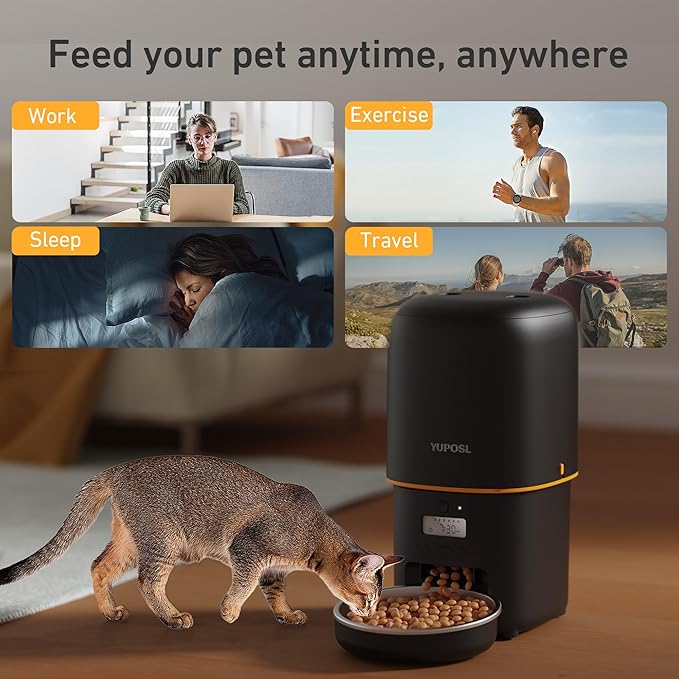 2025 Upgraded Automatic Cat Feeder - 4L Timed Auto Pet Feeder for Cat and Dog with Dry Food Dispenser, 180-day Battery Life, 1-6 Meals Per Day, 1-16 Portion, Desiccant Bag Keeps Food Fresh-PawvioPets