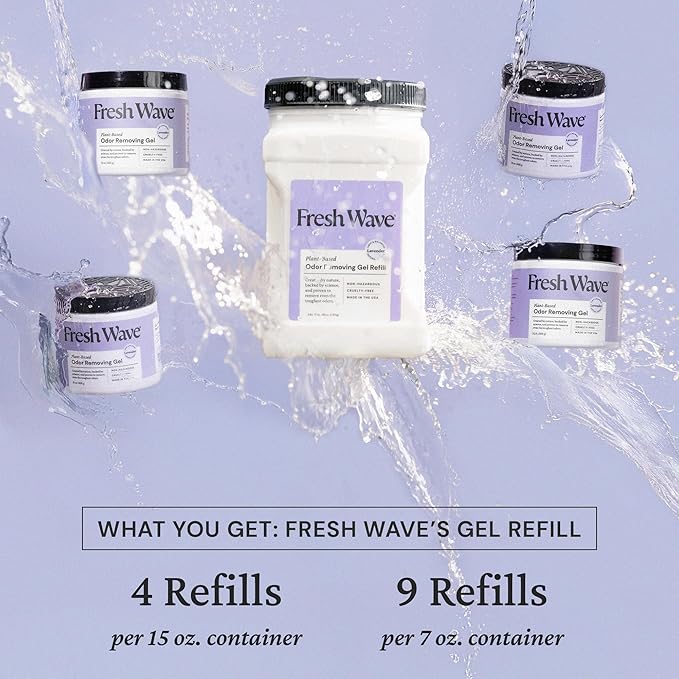 Fresh Wave Lavender Odor Removing Gel Refill, 63 oz. - Safer Odor Absorbers for Home, Natural Plant-Based Odor Eliminator, Every 15 oz. lasts 30-60 Days, For Cooking, Trash & Pets-PawvioPets