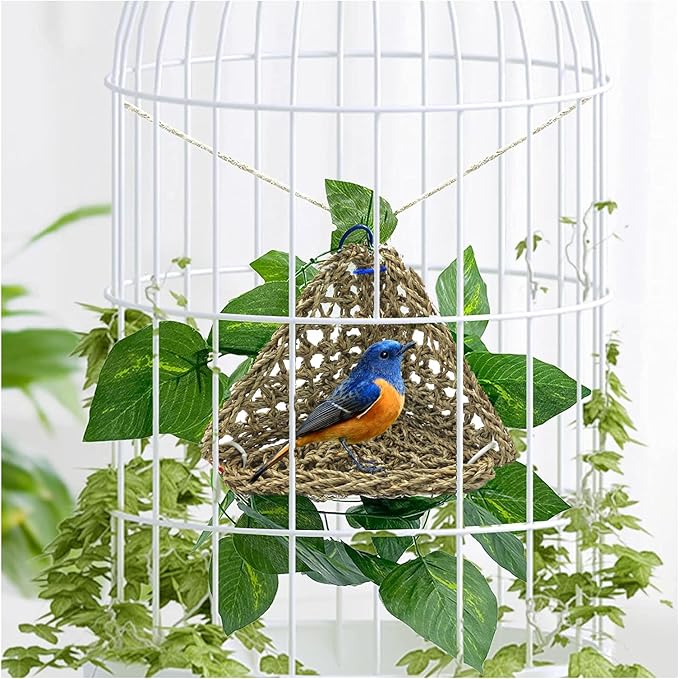 BNOSDM Bird Seagrass Mat, 3 PCS 7.1 x 7.1 Inches Parrot Natural Seagrass Woven Bird Net Hammock Mats Chew Toys Bird Hideout Cage Accessories for Lovebird Cockatiel Conure Budgie Hamster Rats-PawvioPets