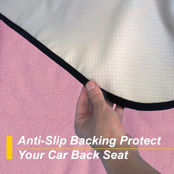 Back Seat Cover for Car Trucks Van SUV,Waterproof Rear Bench Towel Seat Covers for Dogs and Kids,Automotive Backseat Protector (Pink)-PawvioPets
