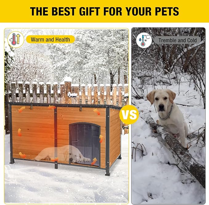 Aivituvin 59" Large Dog House 100% Insulated Dog Kennel with Liner for Winter,Waterpoof for Outdoor & Indoor Use.-PawvioPets