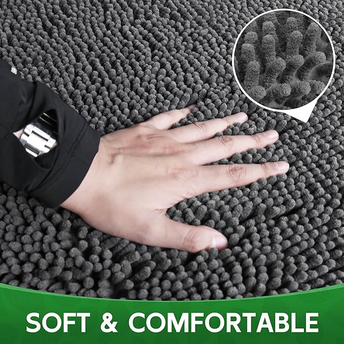 Dog Door Mat Indoor Entrance, 60" x 30" Absorbent Quick-Drying Mud Rugs, Non-Slip Door Rugs for Entryway Indoor Washable, Soft Chenille Dog Mat for Muddy Paws-PawvioPets