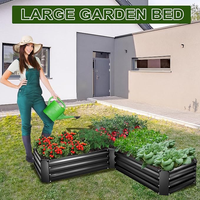 EDOSTORY Raised Bed Garden Bed Kit, 5x5x1ft Galvanized Planter Tall Raised Garden Boxes Outdoor, Large Metal Raised Garden Beds for Vegetables, Flowers, Herbs-PawvioPets