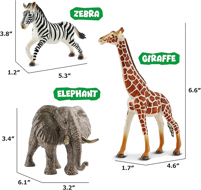 6PCS Safari Animal Figure Toys for Kids 3-5 Realistic Plastic Jungle Animal Figurines African Wildlife Learning Toys for Kids Boys Girls Toddlers-PawvioPets