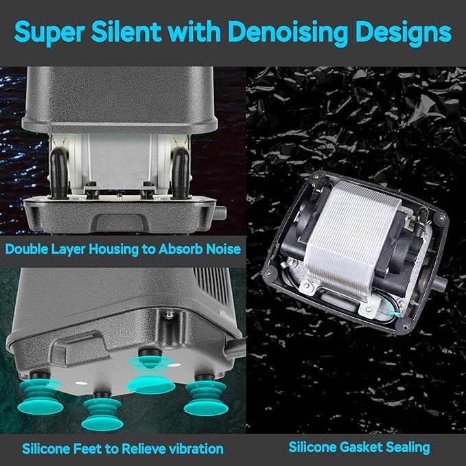 AquaMiracle Linear Air Pump, 635/950/1600/4000GPH Pond Bubbler Septic Air Pump, Energy-Efficient Pond Aerator for Outdoor Ponds, Aquariums, Hydroponics, Waste Treatment-PawvioPets