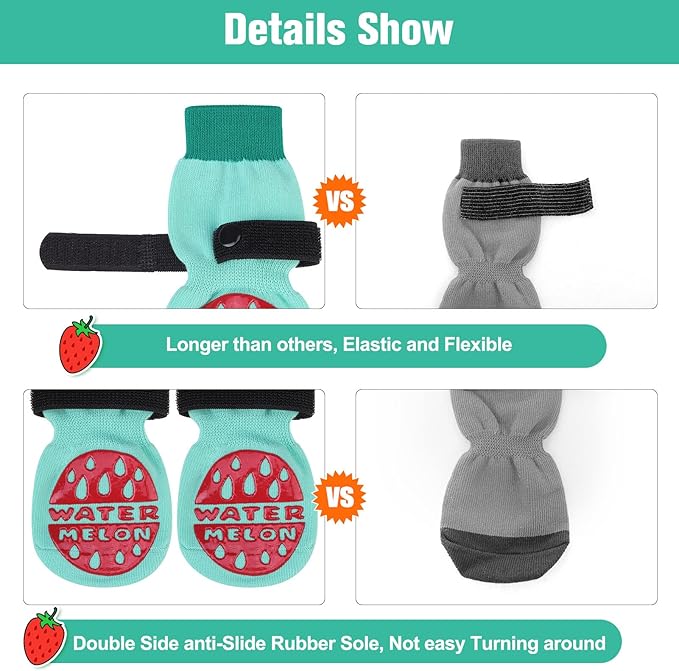 BEAUTYZOO Anti-Slip Dog Socks,Dog Shoes for Hot/Cold Pavement,Paw Protectors with Grips 3 Pairs for Puppy Small Medium Large Senior Old Dogs,Dog Socks to Prevent Licking and Hardwood Floor Protection-PawvioPets