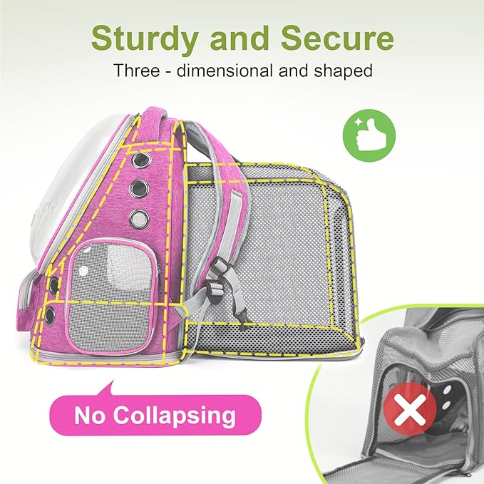 Expandable Cat Backpack,Cat Bubble Backpack Carrier for Carrying Cats, Pets and Small Dogs,Airline-Approved,Designed for Travel, Hiking, Walking,Car （Pink-PawvioPets