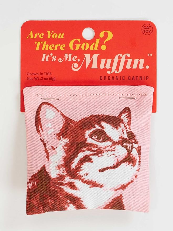Blue Q Catnip Cat Toy, are You There God? It's Me, Muffin. Premium Organic Catnip Grown in The USA, 100% Cotton Pouches, Kitty Graphics Sure to Delight Every Cat-Keeper.-PawvioPets