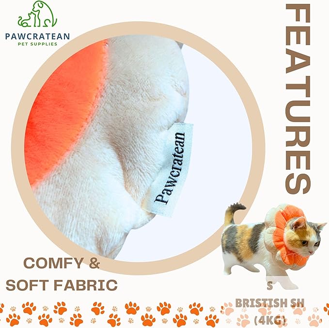Adjustable Comfy Flower Style Elizabeth Collar for Cats Puppies Soft Recovery Cone Pet Protective Neck Collar (Orange, Medium)-PawvioPets