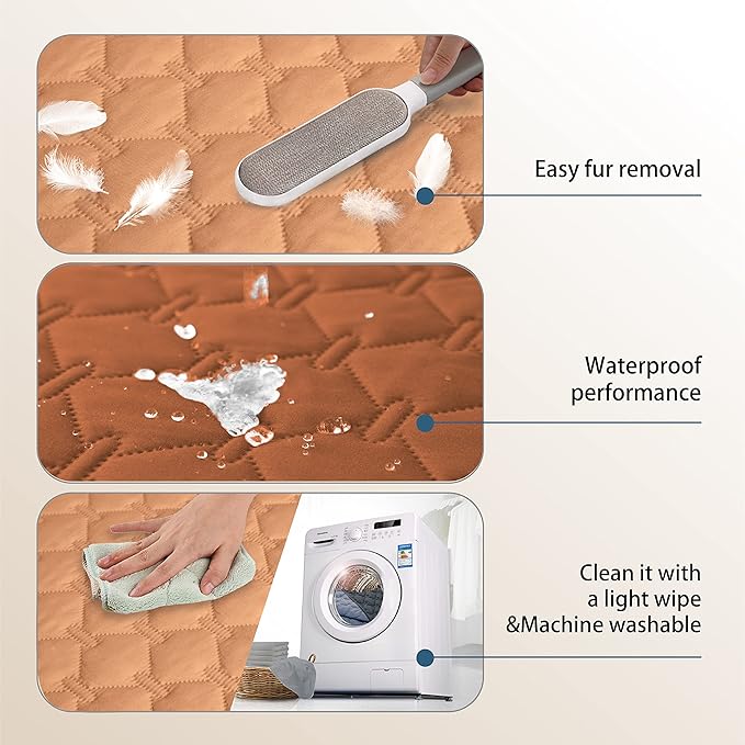 gogobunny 100% Double-Sided Waterproof Dog Bed Cover Pet Blanket Sofa Couch Furniture Protector for Puppy Large Dog Cat, Reversible (82x82 Inch (Pack of 1), Dark Pumpkin/Light Pumpkin)-PawvioPets