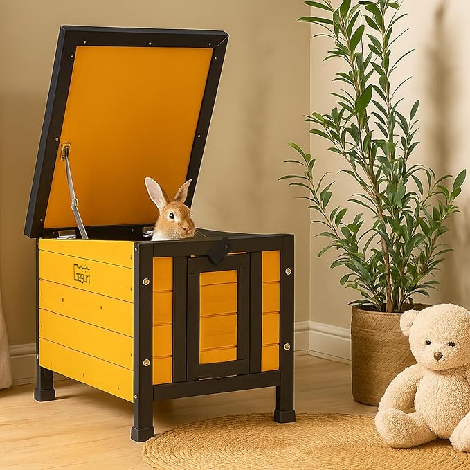 GEGURI Outdoor Cat House Weatherproof, Rabbit Hutch & Indoor Bunny Cage, Wooden Shelter for Feral Cats, Rabbits, Chickens & Small Animals-PawvioPets