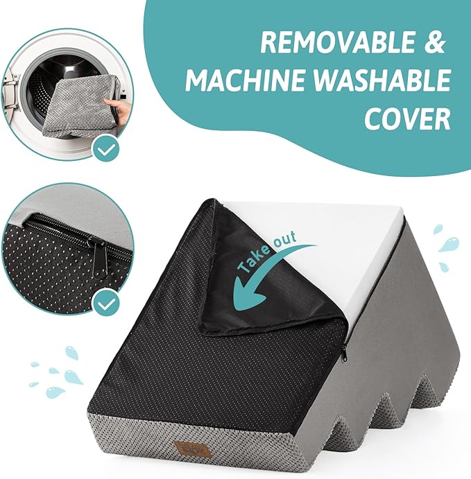 Dog Stairs for Small Dogs, 4 Tier Wider Pet Stairs for Couch and Beds, 17.7" H Non-Slip Dog Steps for Old Cats, Puppy, Small Medium Dogs, 17.7x23.6x17.7 inch, Grey-PawvioPets