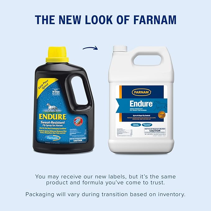 Farnam Endure Sweat-Resistant Fly Spray for Horses, Lasts Up to 14 Days, Protects Against Flies, Gnats, Mosquitoes, Ticks & Lice, 128 oz.-PawvioPets