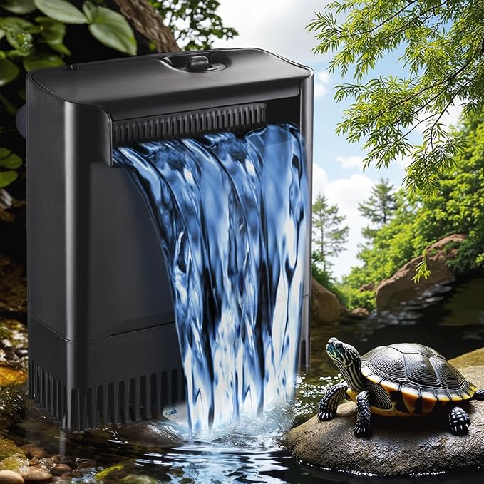 290GPH Turtle Tank Filter for 40-85 Gallon, Turtle Filter Low Water Level Available and Flow Adjustable, Turtle Water Filter for Shrimps Amphibians Turtle Tank Saltwater Freshwater Crystal Clear-PawvioPets