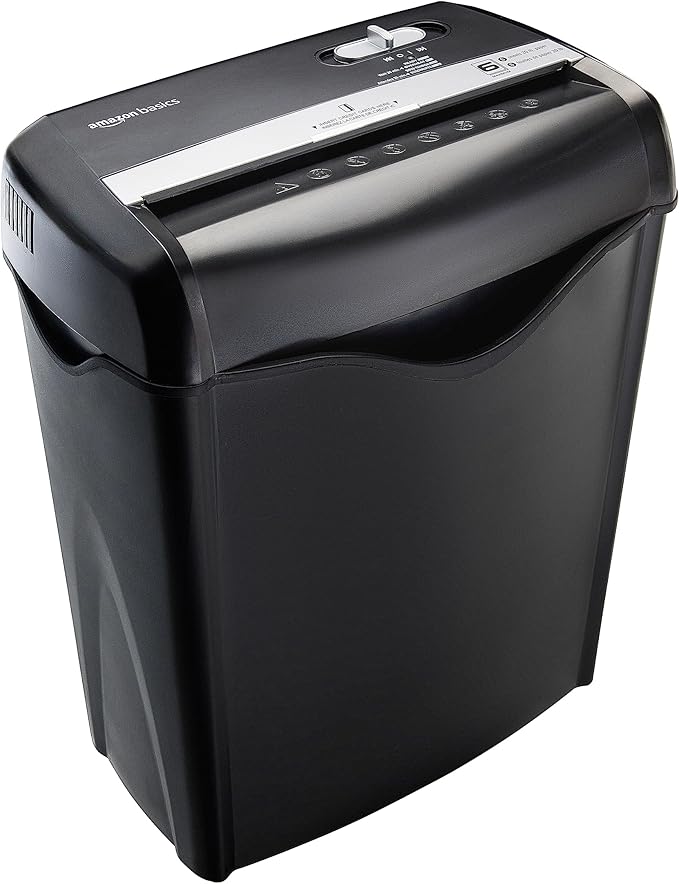 Amazon Basics 6 Sheet Cross Cut Paper and Credit Card Home Office Shredder with 3.8 Gallon Bin, Black-PawvioPets