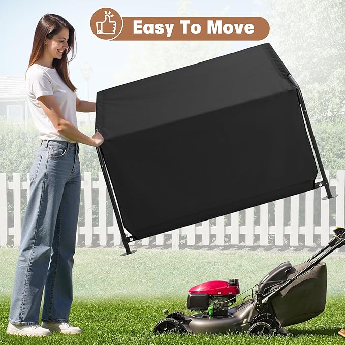 Dog Shade Shelter Outdoor 4'x4'x3' Tent for Large Medium Dogs, Outside Sun Rain Canopy Pet House for Cats Pigs Livestock with Waterproof Roof Ground Nails,Black-PawvioPets